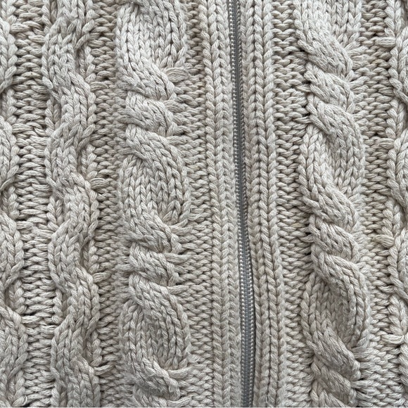 BKE Zip Front Sweater Tan and Dark Brown Accent Size Large - Picture 5 of 11